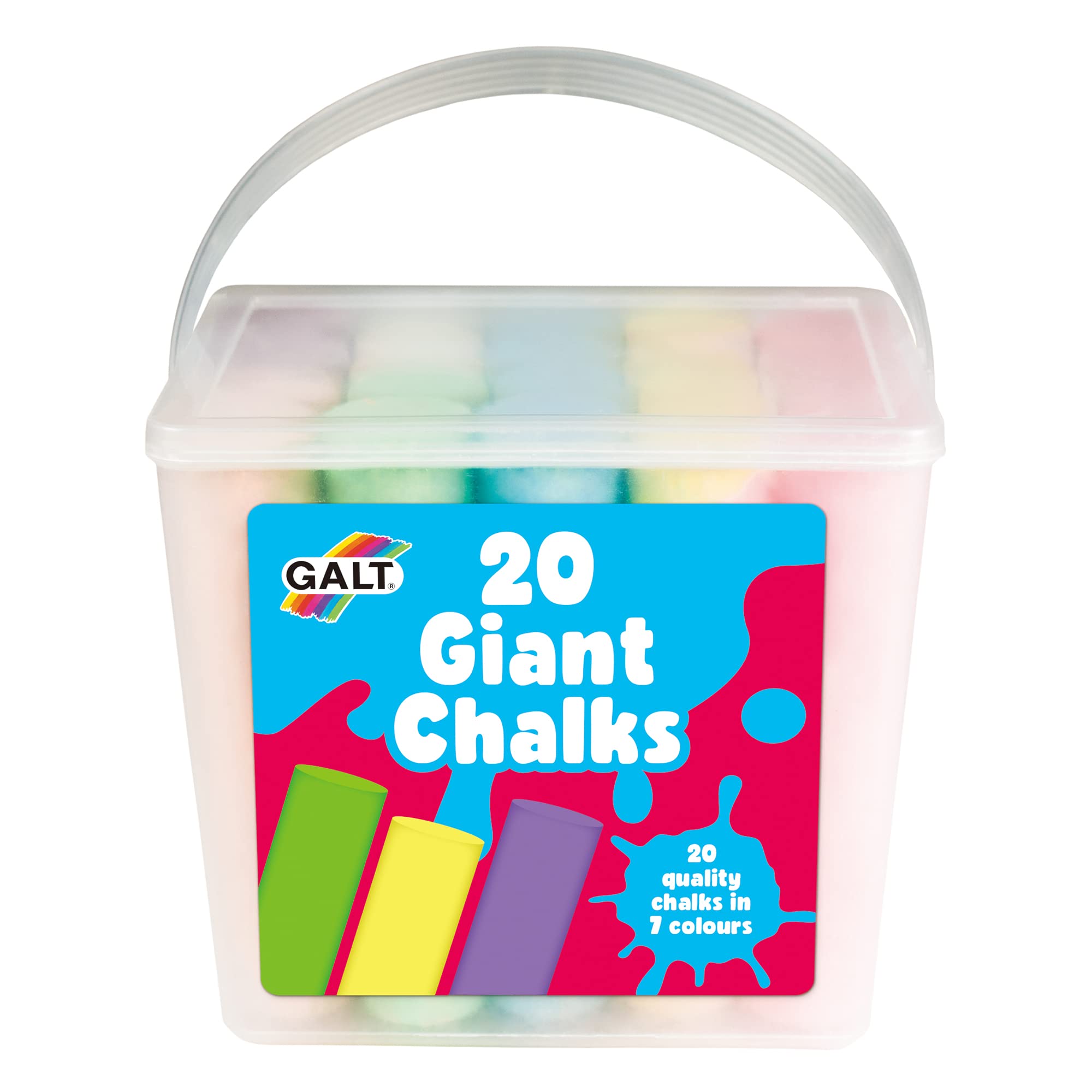 Galt 20 Giant Chalks - Extra Large Chunky Pavement Chalks for Kids Ages 3+ | Washable & Portable