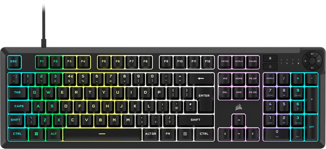 Corsair K55 CORE RGB Membrane Wired Gaming Keyboard – Quiet, Responsive Swi