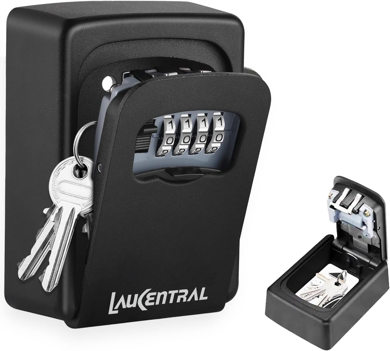 LauCentral Key Safe Wall Mounted - 4-Digit Combination Lock | Weatherproof Aluminum-Zinc Alloy