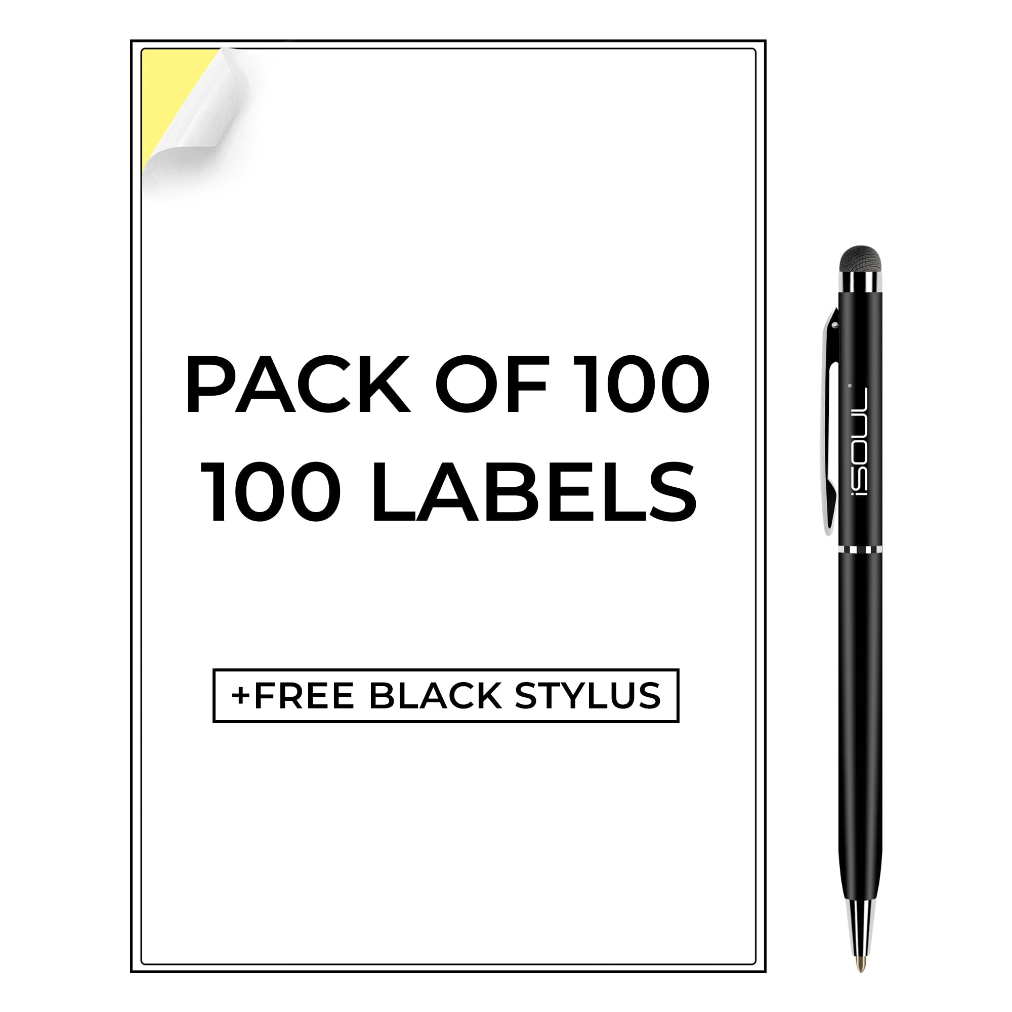 iSOUL A4 Printer Labels - 100 Sheets White Matte Self-Adhesive Full Sheets