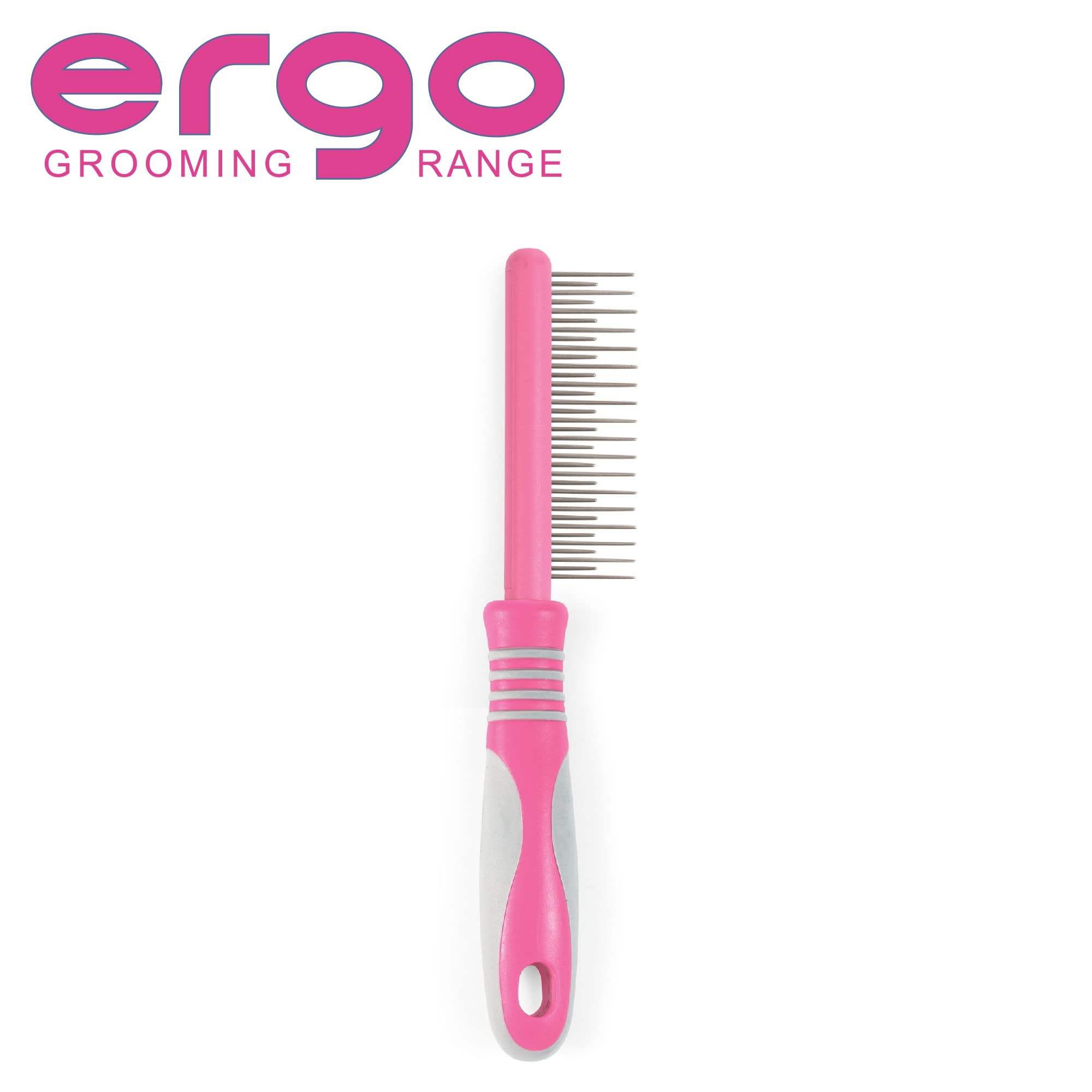 Ancol Ergo Moulting Comb - Removes Tangles & Loose Hair | Pink Plastic