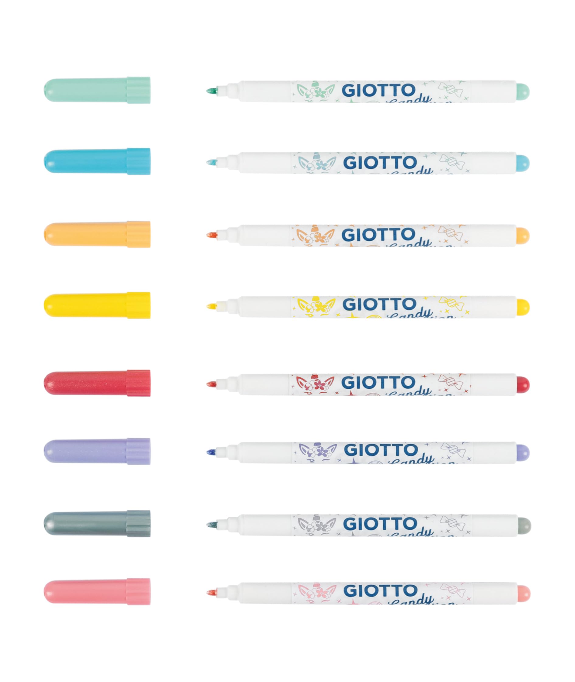 GIOTTO Turbo Glitter Felt Tip Pens - 8 Assorted Pastel Colours | Fine Anti-Retraction Tip 3