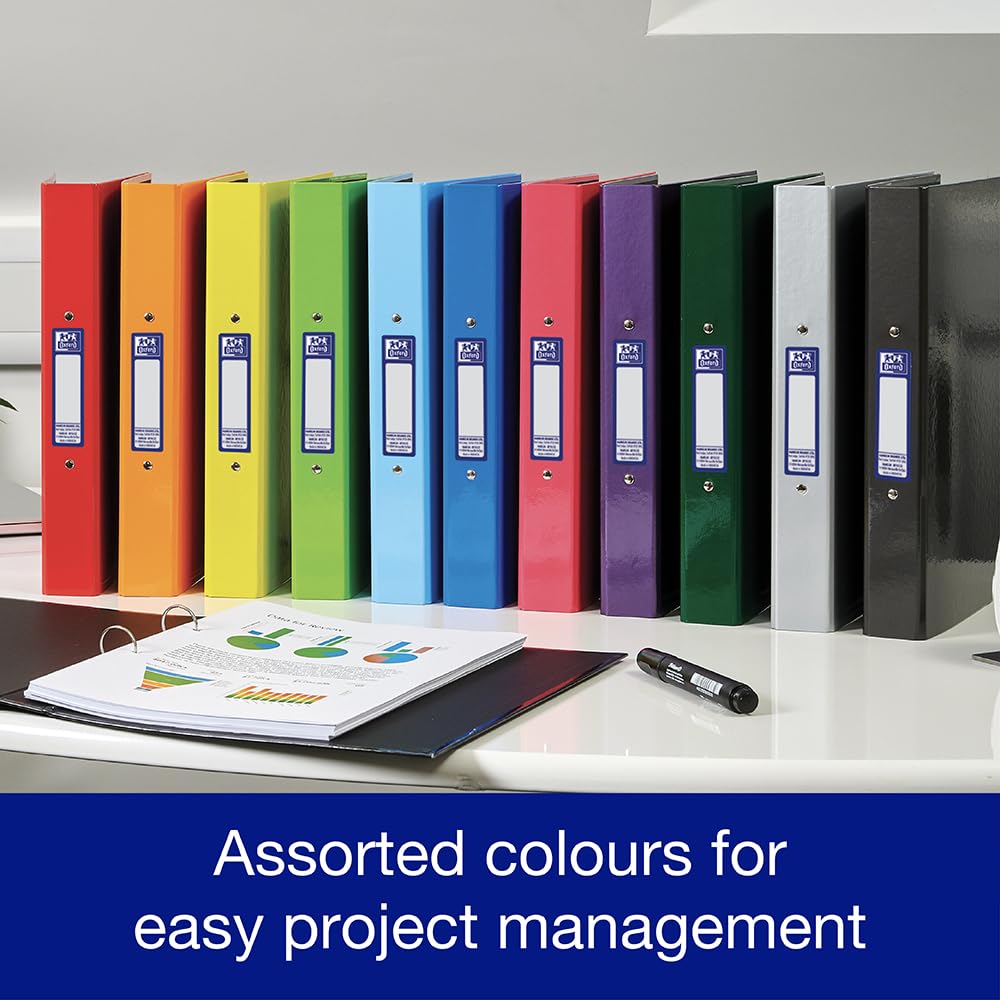 Oxford Premium A4 Ring Binder, Blue Single Folder, 25mm Capacity, Laminated 4