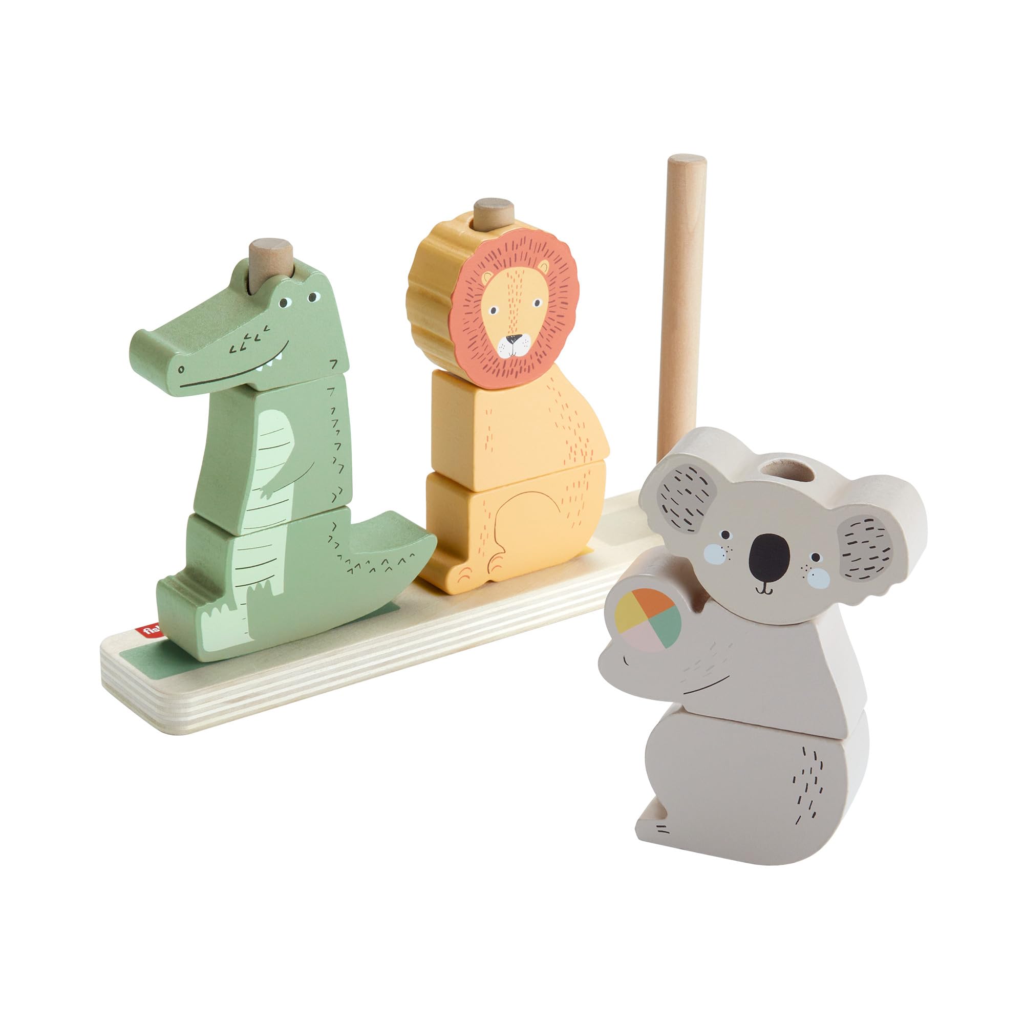 Fisher-Price Wooden Stack & Sort Animals - Educational Stacking Toy for Toddlers 1+ 1