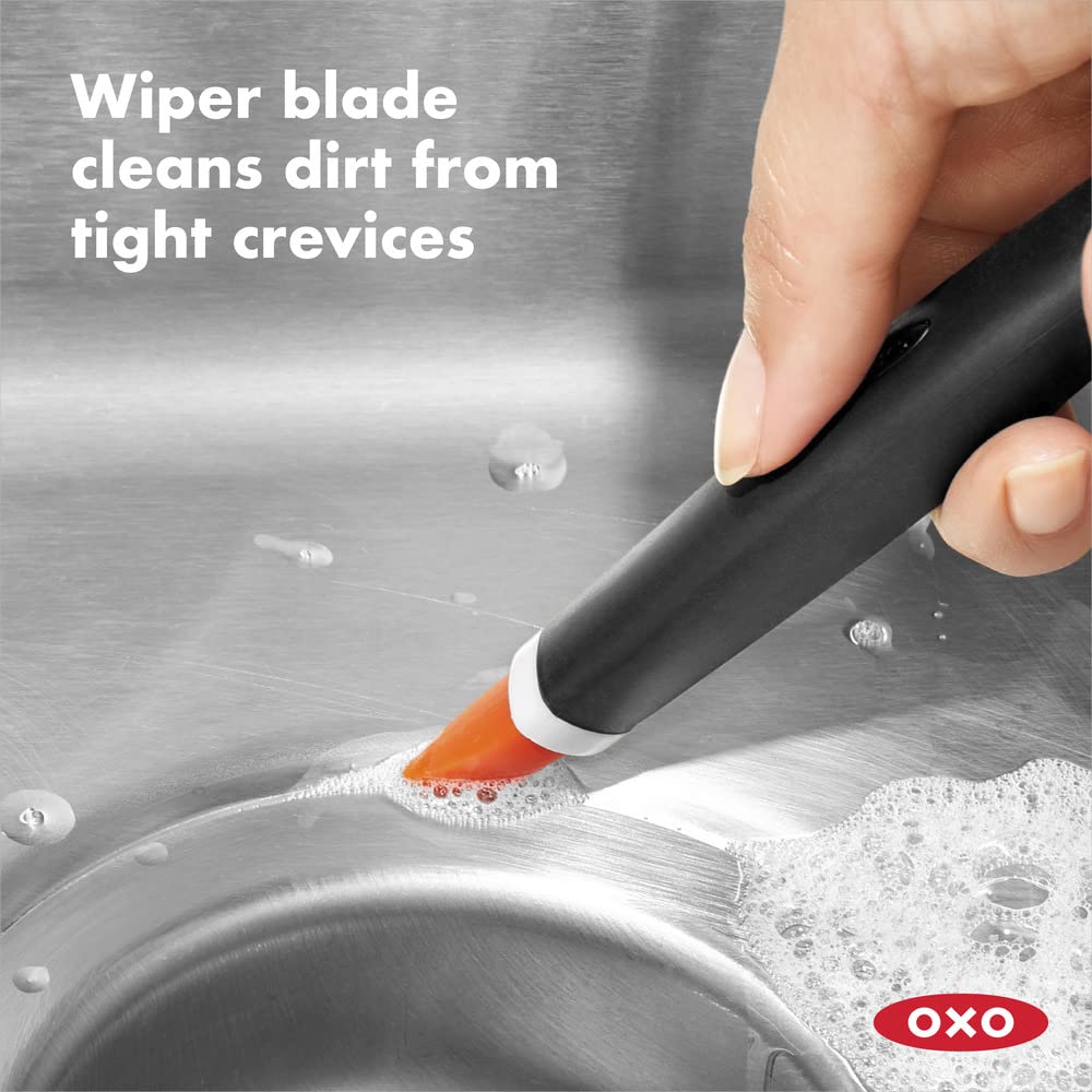 OXO Good Grips Deep Clean Brush Set - 2 Piece Set with Wiper Blade | Nylon Bristles