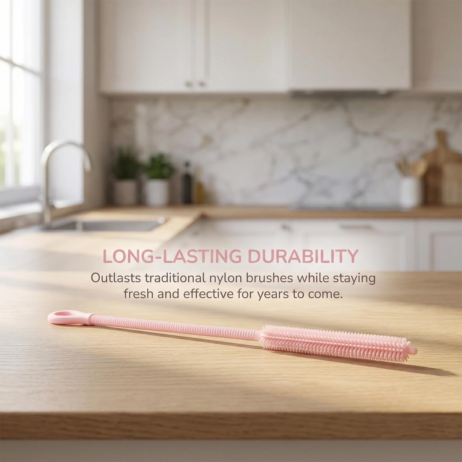 Admygo Silicone Straw Cleaner Brush Set - 2PCS with 6mm & 9mm Heads | 250mm Long 6