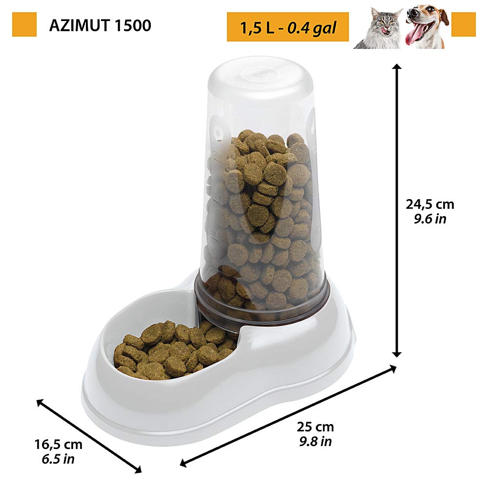 Ferplast Azimut 1500 Automatic Pet Feeder - 1.5L Capacity | White Plastic | Non-Slip Base 2