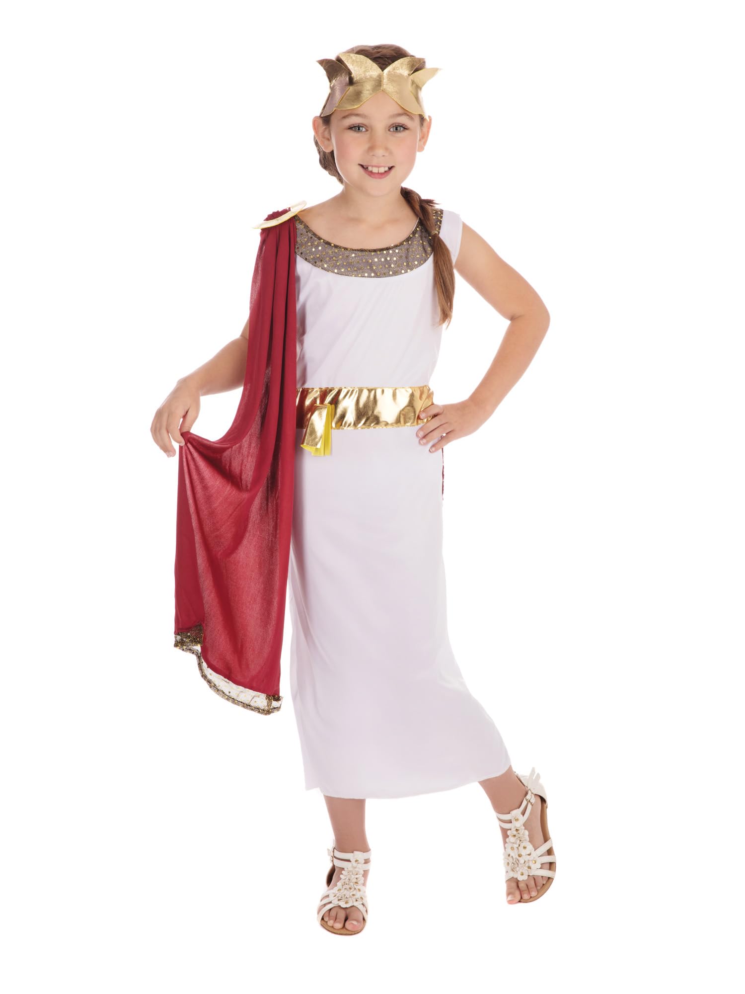 Bristol Novelty Goddess Costume - White Toga with Drape | Polyester | Size 10-12 Years 4