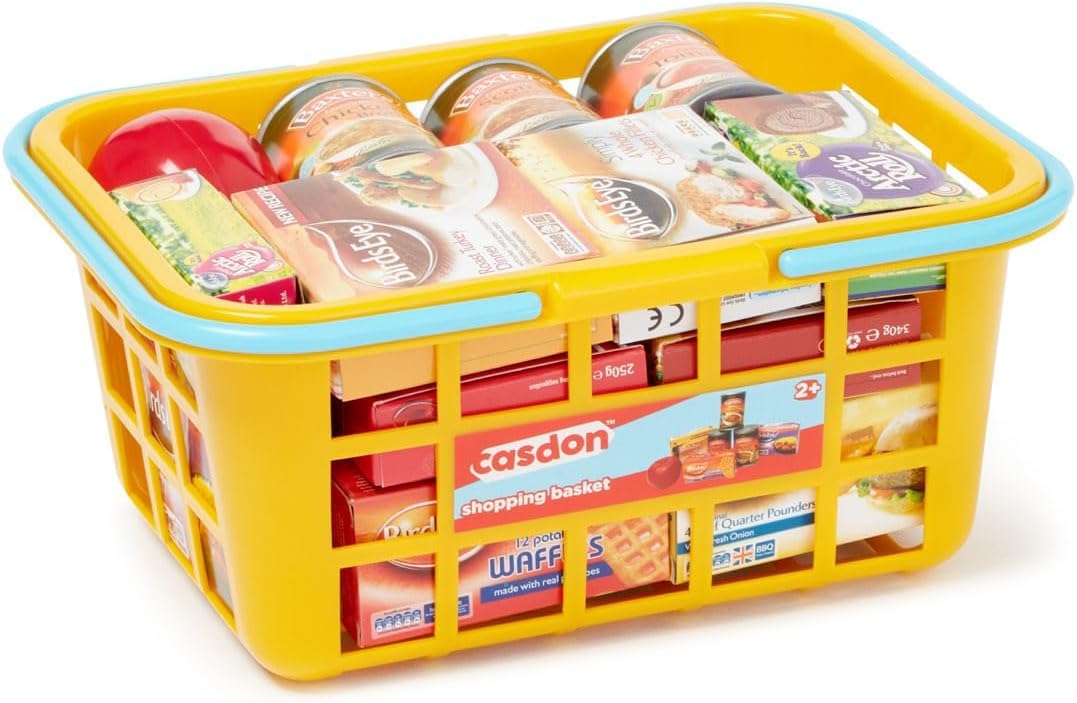 Casdon Little Shopper Colourful Toy Shopping Basket with Food Items for Kids 36 Months+