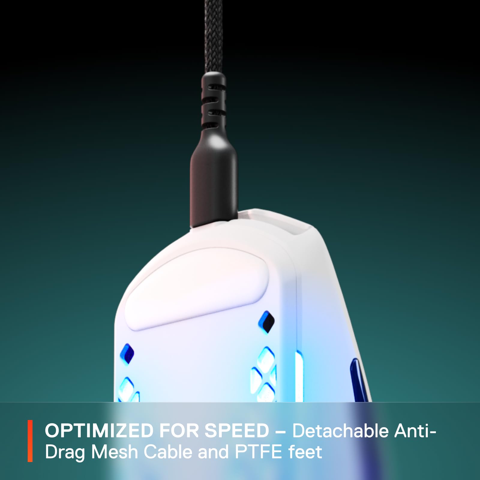 SteelSeries Aerox 3 Snow - Ultra-Lightweight Holey RGB Gaming Mouse, 8500 DPI TrueMove Core Sensor, IP54 Water Resistant, 59g 16