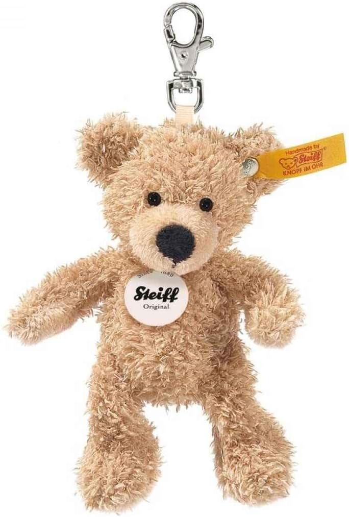 Steiff Fynn Teddy Bear Keyring - Plush Beige 12cm with Button in Ear