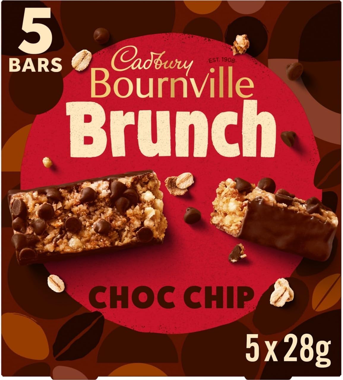 Cadbury Bournville Brunch Bar Chocolate Chip, Dark Chocolate Cereal Bars with Oats, 140g 1