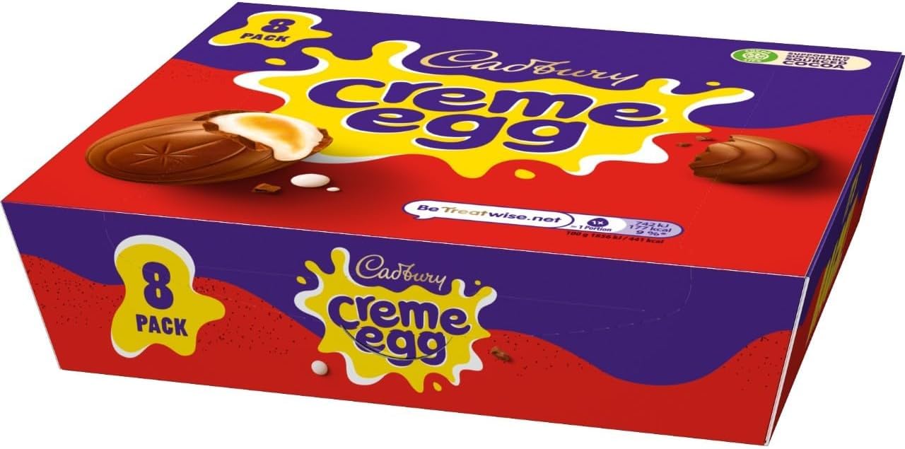 Cadbury Milk Chocolate Crème Eggs - Pack of 8 (320g) - Easter Chocolate Treats with Creamy Fondant Filling