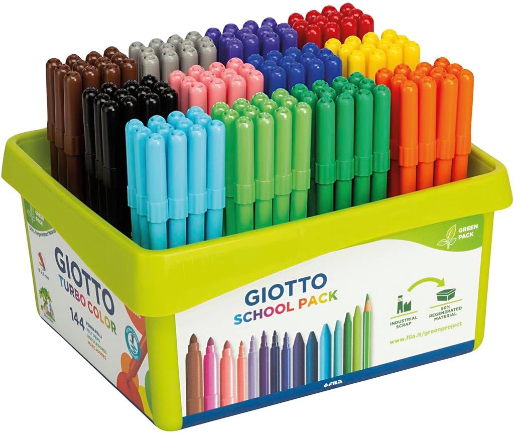 GIOTTO Turbocolor Felt Tip Pens - 144 Pack Fine Tip 2.8mm, Assorted Colours 1
