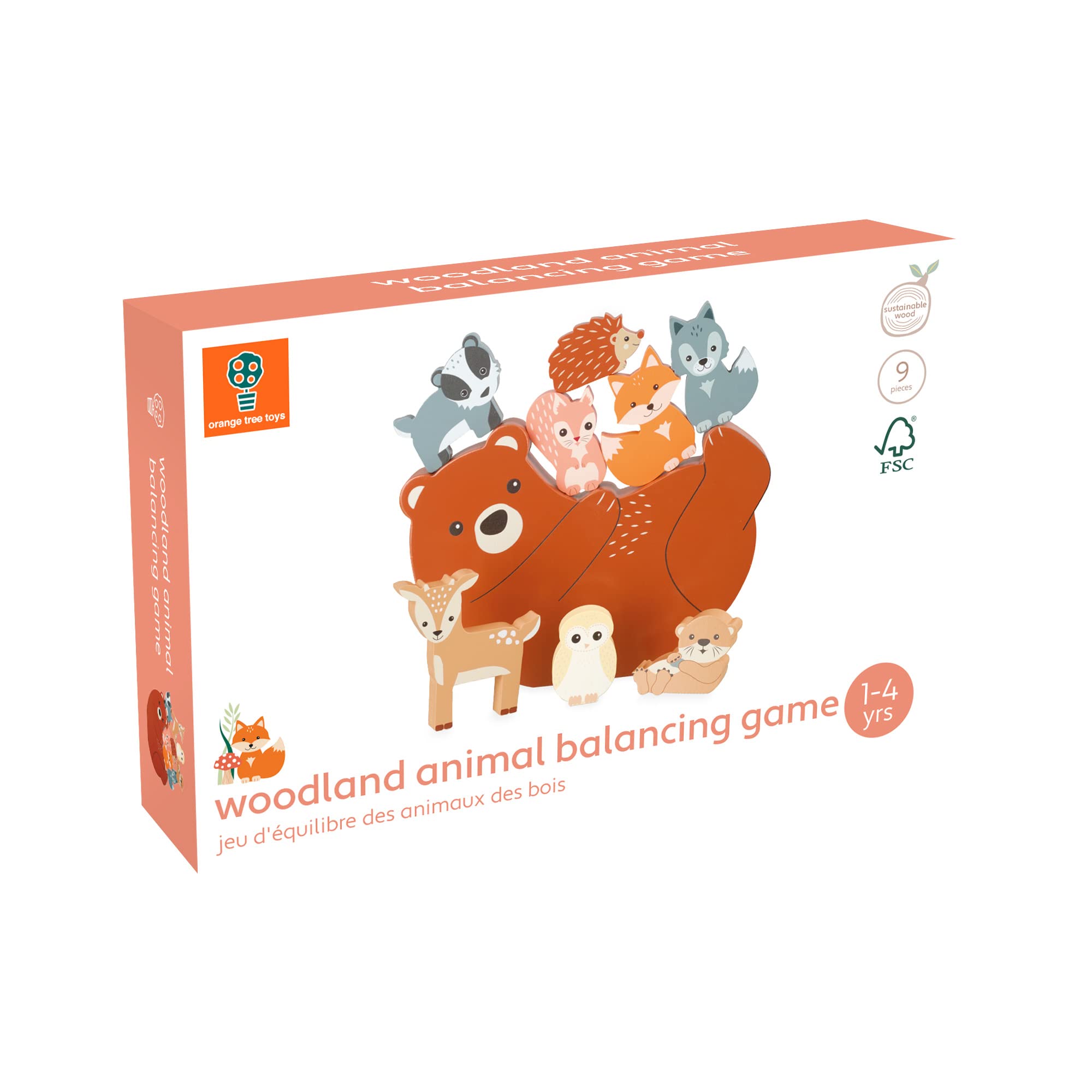 Orange Tree Toys Wooden Stacking Set - Woodland Animals Balancing Game for Toddlers 2