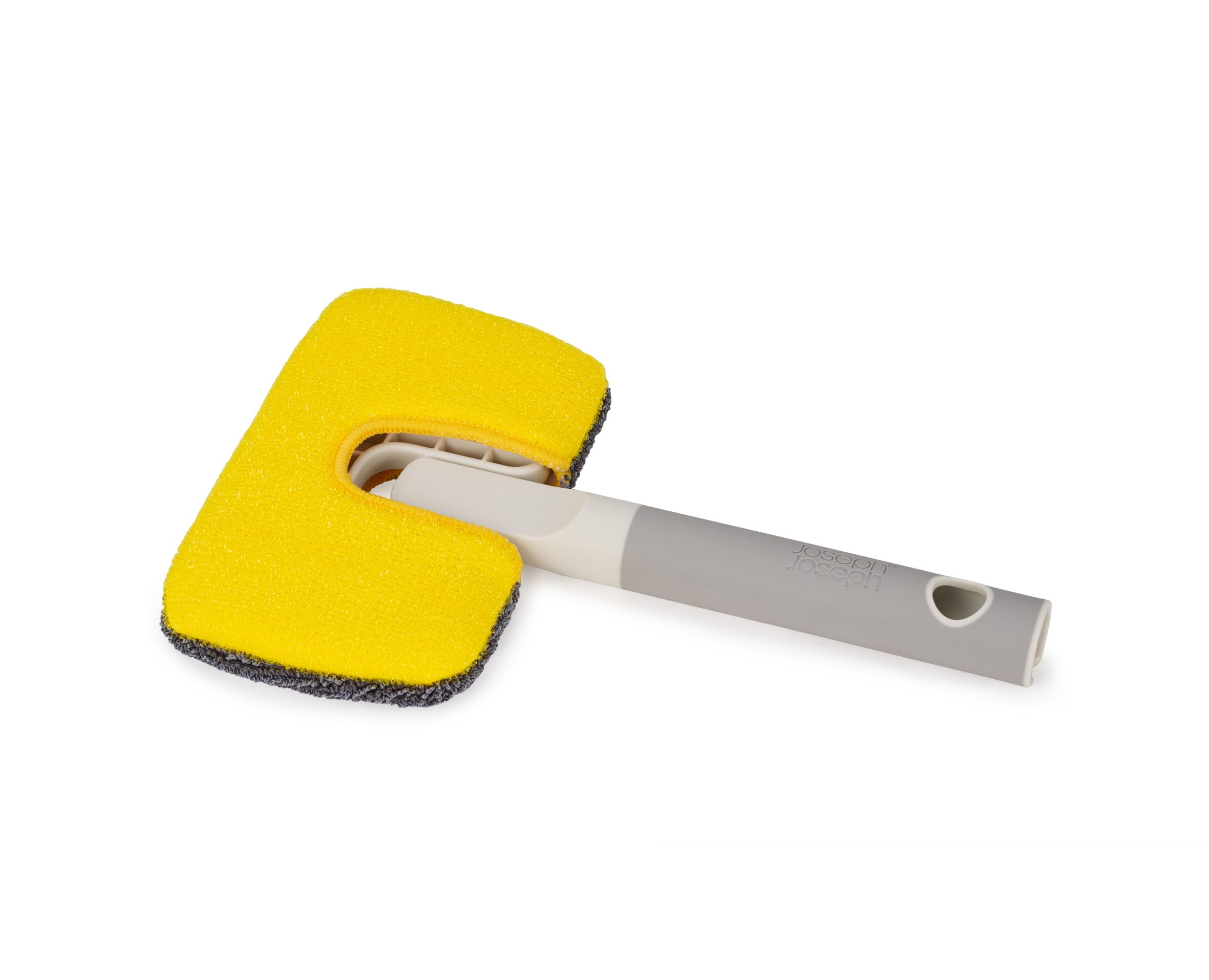 Joseph Joseph CleanTech 2-in-1 Bathroom Scrubber - Microfibre & Scourer Pads | Soft-Grip Handle