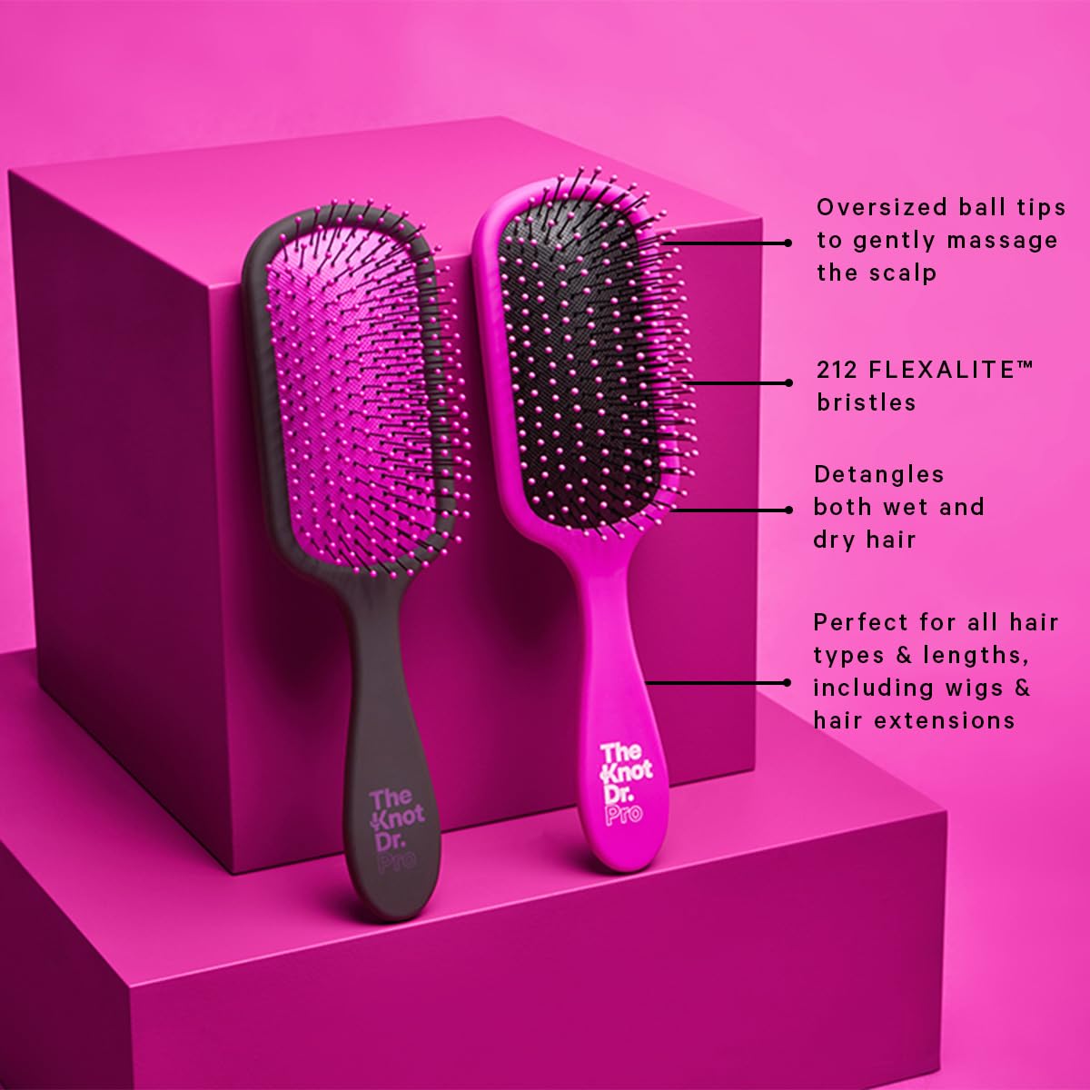 THE KNOT DR. Detangle Hair Brush - Pain-Free Detangling | Wet/Dry Use | Pink