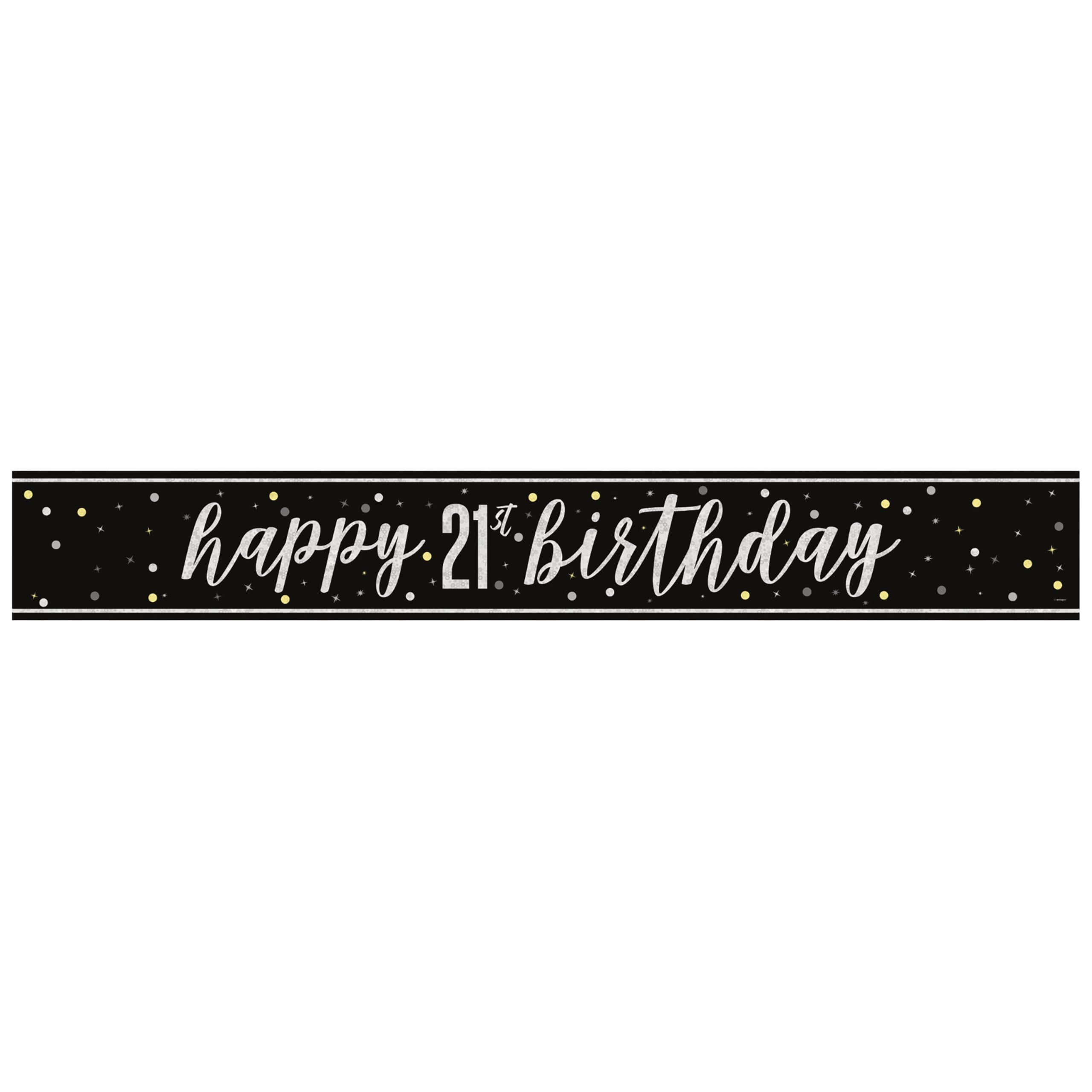 Unique Glitz Black Foil Happy 21st Birthday Banner - 2.74m Length | Foil Material