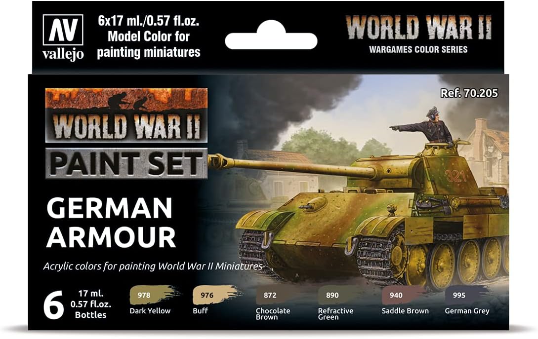 Vallejo WWII German Armour Model Color Set (6) - 17 ml Acrylic Paints 1
