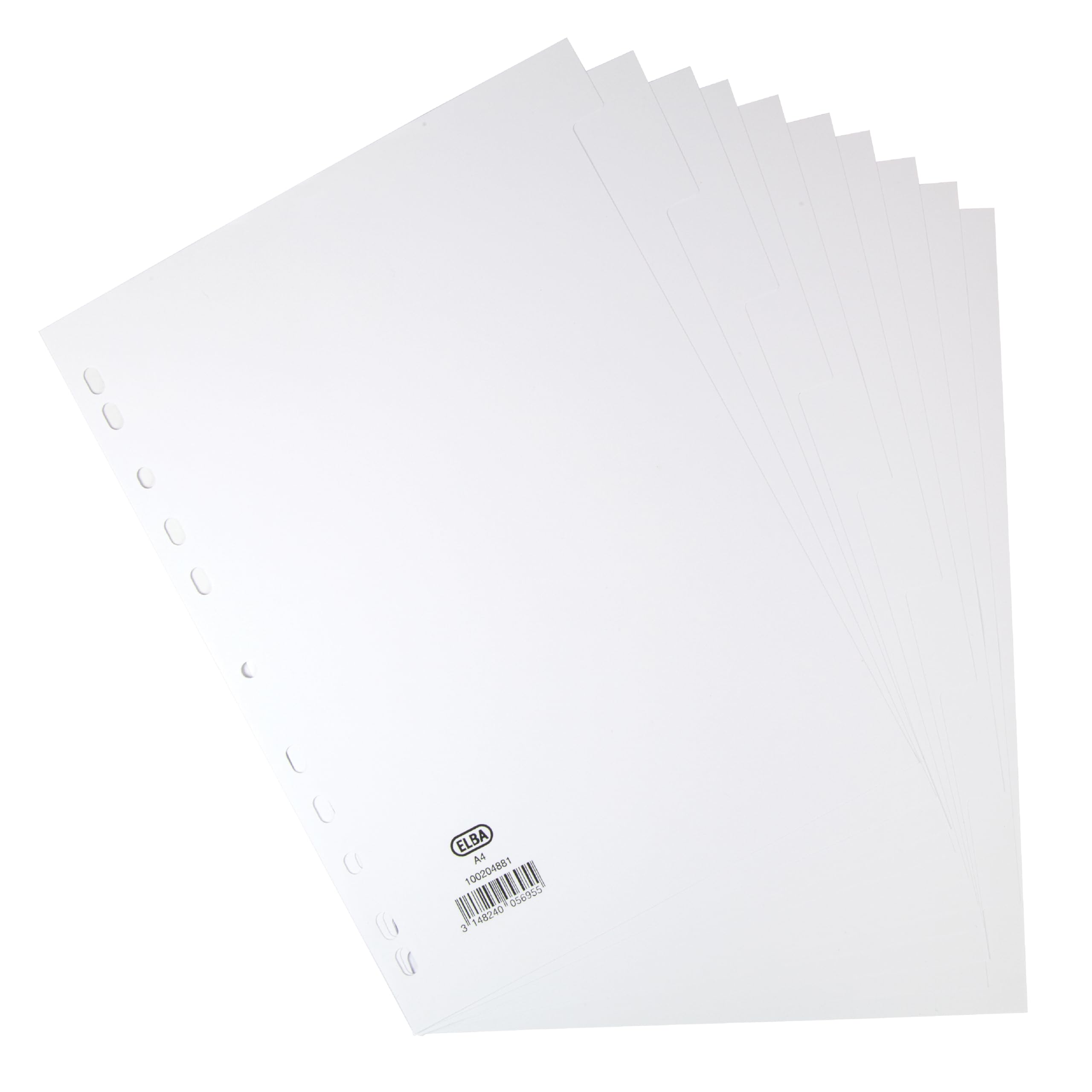 Elba A4 10 Part Card Dividers - White | Durable 160 gsm Cardstock | 10-Hole Punched