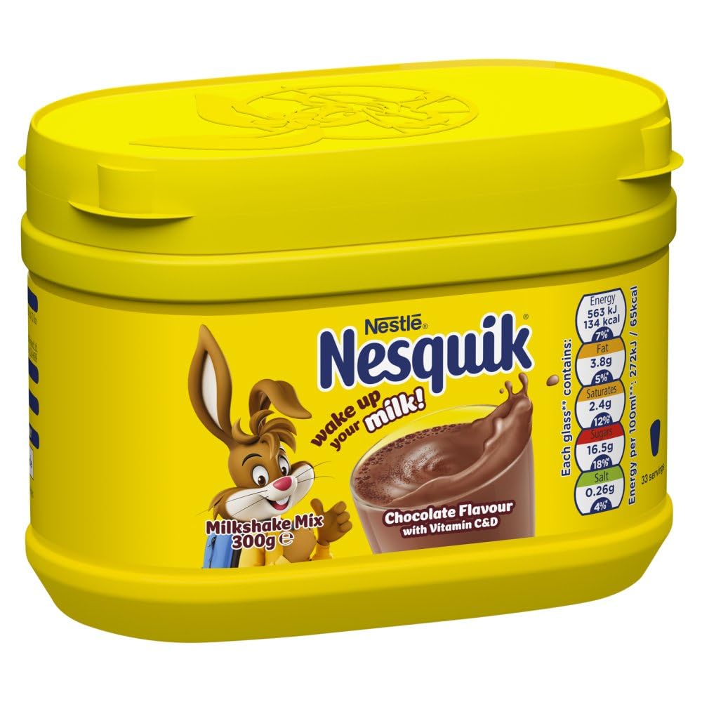 Nesquik Chocolate Flavoured Milkshake Powder - Fortified with Vitamin C & D | 300g Tub