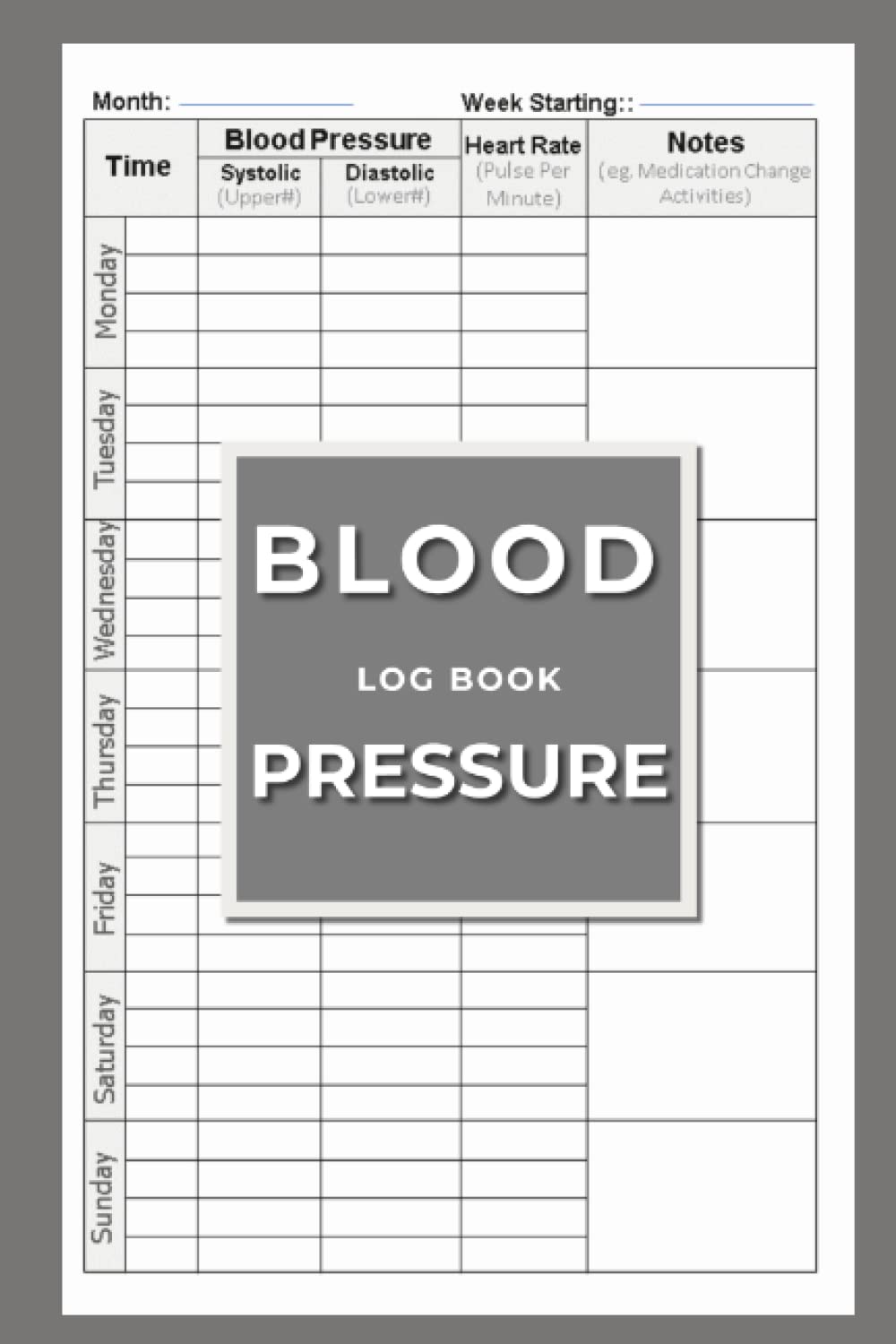 Organization Overload - Blood Pressure Log Book for Daily Tracking | Paperback | Large Print 1
