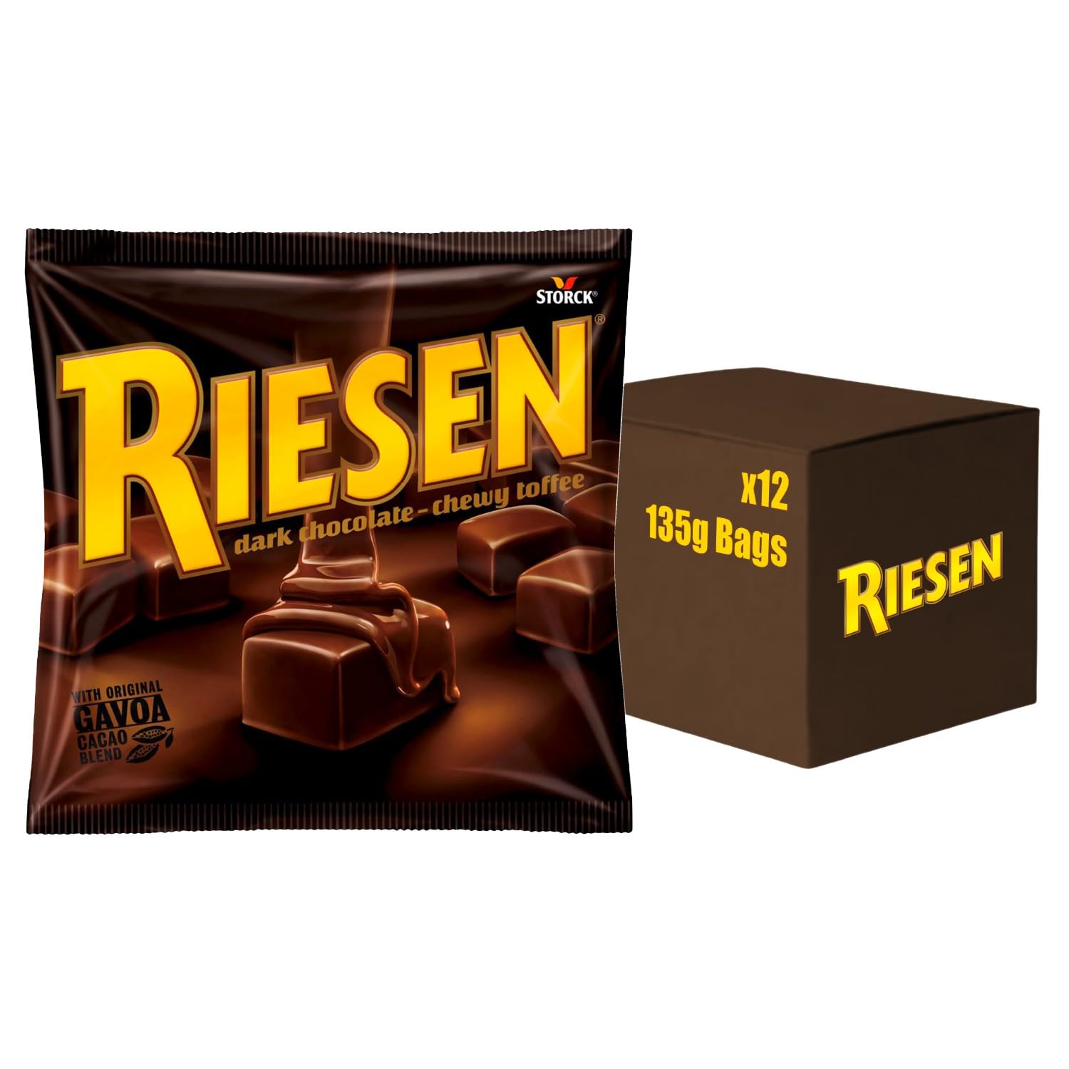 Riesen Dark Chocolate Covered Chewy Toffees, Rich & Indulgent Chewy Caramel