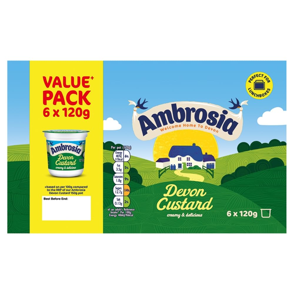 Ambrosia Devon Custard Dessert Pots - Rich & Creamy Ready-to-Eat Treat, 6 x 120g Pots