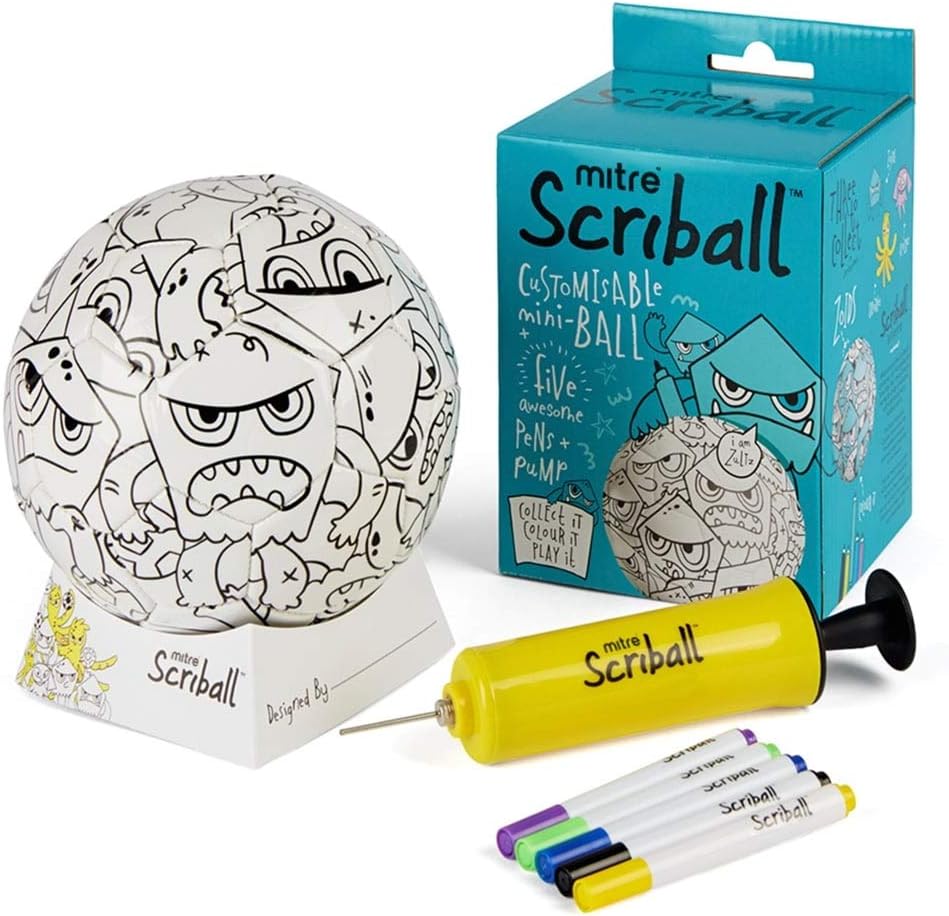 Mitre Scriball Zultz Personalisable Mini Football with Colouring Pens 1