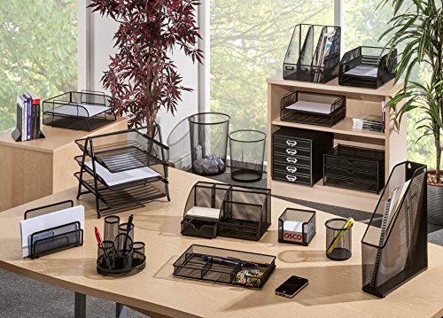 Osco Wiremesh Memo Pad Holder - Holds 400 Sheets | Black Metal | Compact 77x105x110mm 2