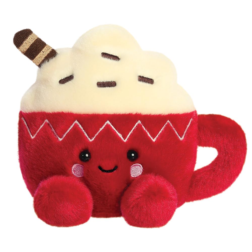 Aurora Palm Pals Cassia Hot Cocoa 5In Soft Toy - Red & White Plush, Bean-Filled Cuddly Stuffed Animal