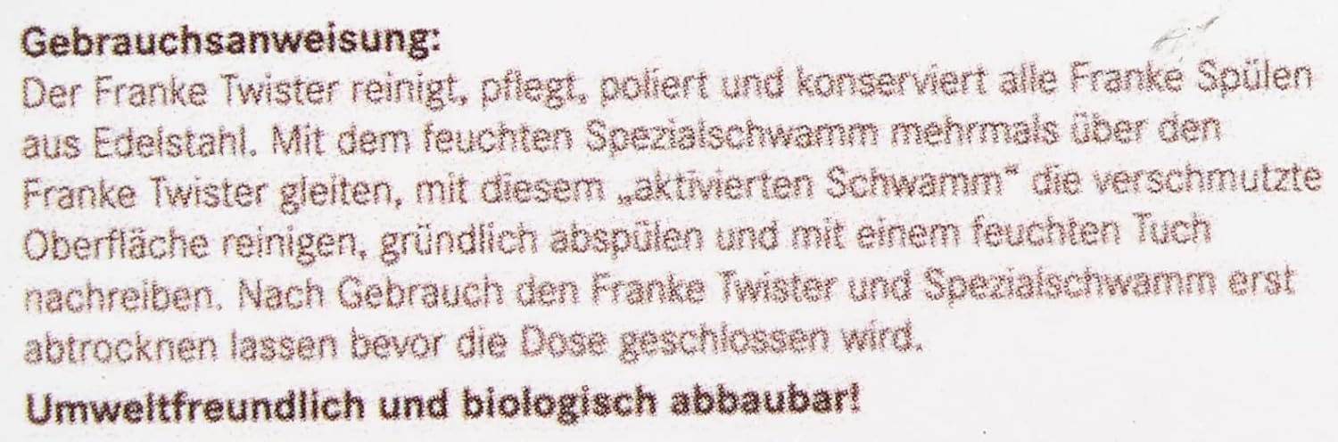 FRANKE Twister - Cleaning and Care Paste for Stainless Steel Sinks, 125 ml with Sponge 3