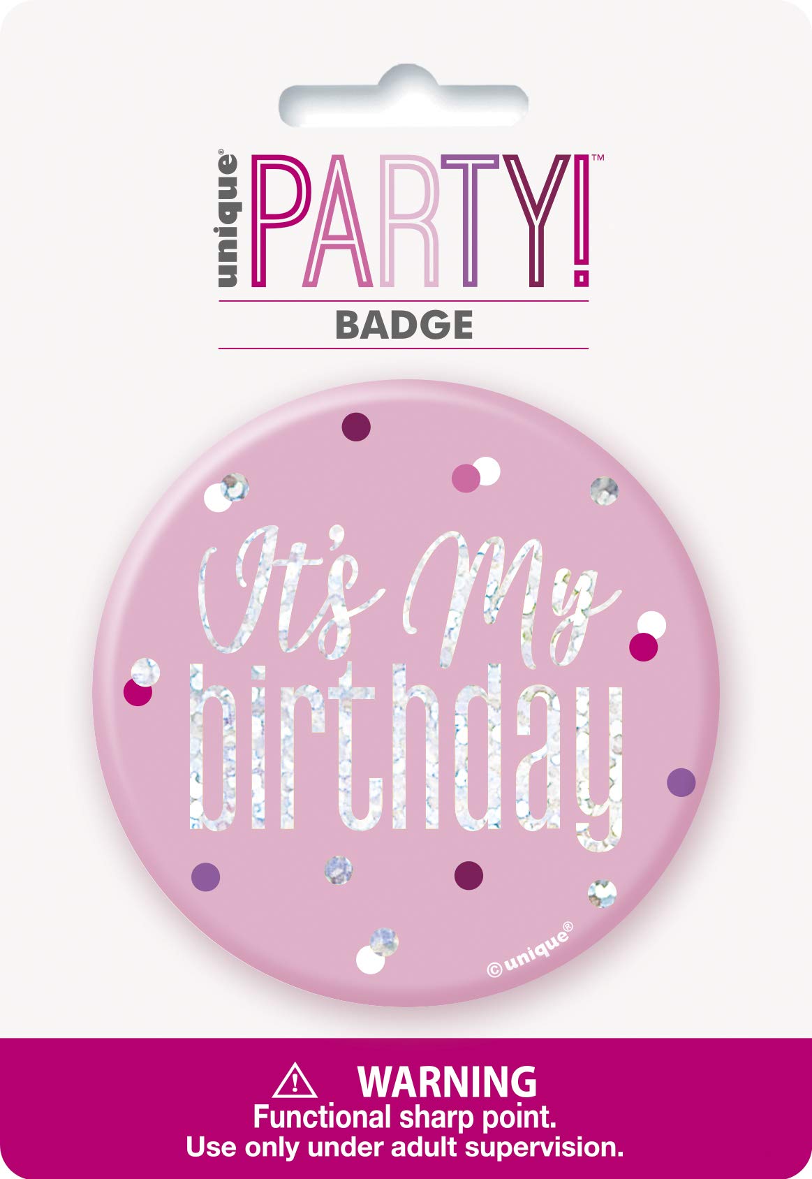 Unique Pink & Silver Birthday Badge - Glitz 'It's My Birthday' Design | Metal | 1 pc