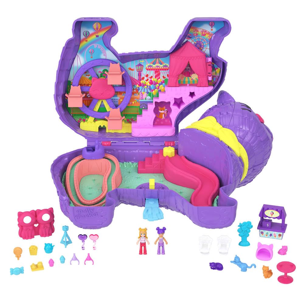 Polly Pocket Celebration Kitty Playset with 2 Micro Dolls & 23 Accessories - Ages 4+ 13