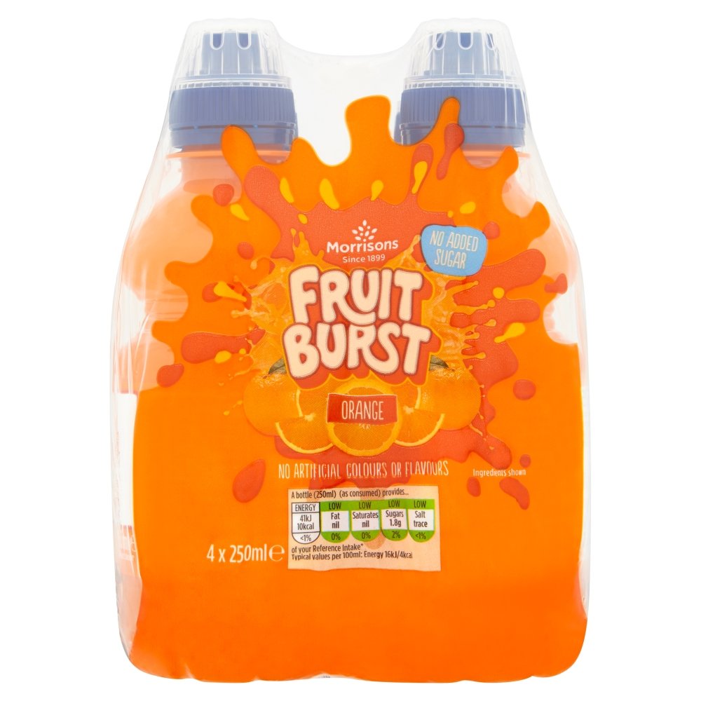 Morrisons No Added Sugar Fruit Burst Orange Juice Drink, 4 x 250ml 1