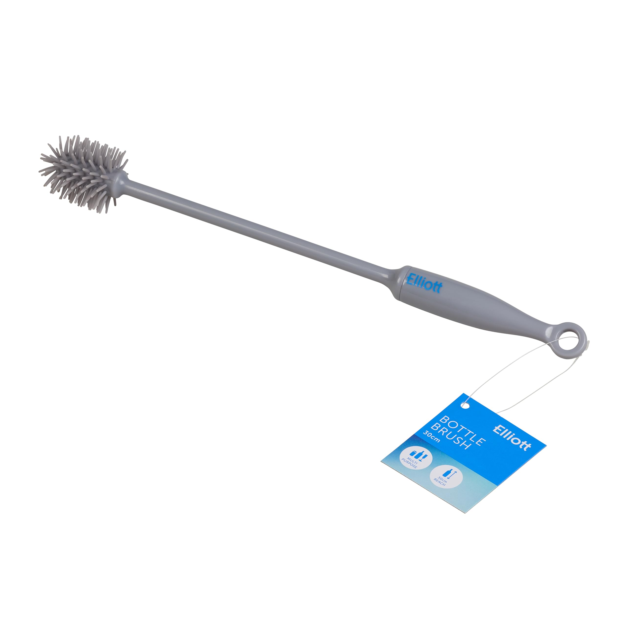 Elliott Silicone Bottle Brush - Flexible, Hygienic & Scratch-Free Cleaning | Grey | 300mm Length