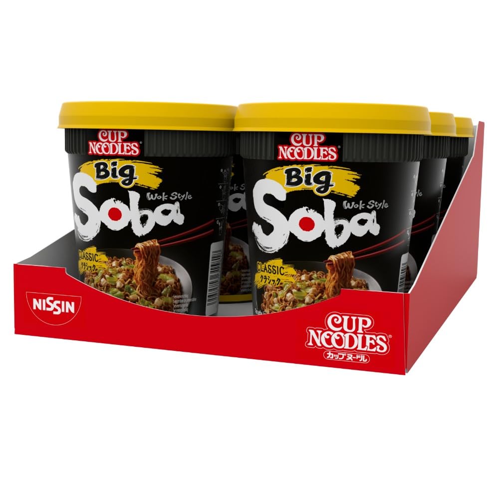NISSIN Soba Big Classic Instant Wok Style Noodles - 113g Pot (Pack of 6) | Vegetarian-Friendly