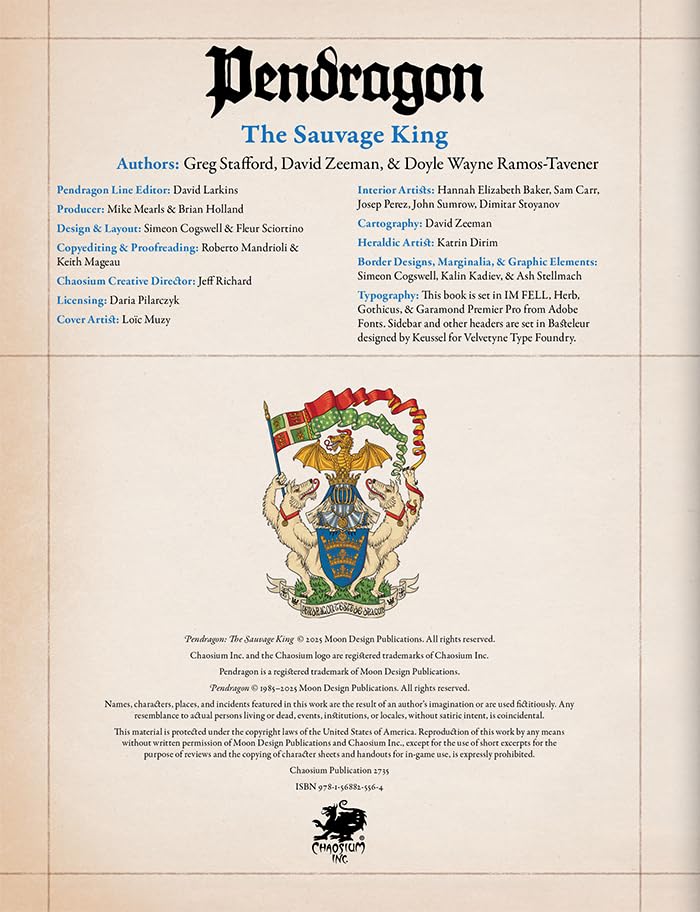 Chaosium Pendragon: The Sauvage King RPG Scenario Book - Hardcover | English