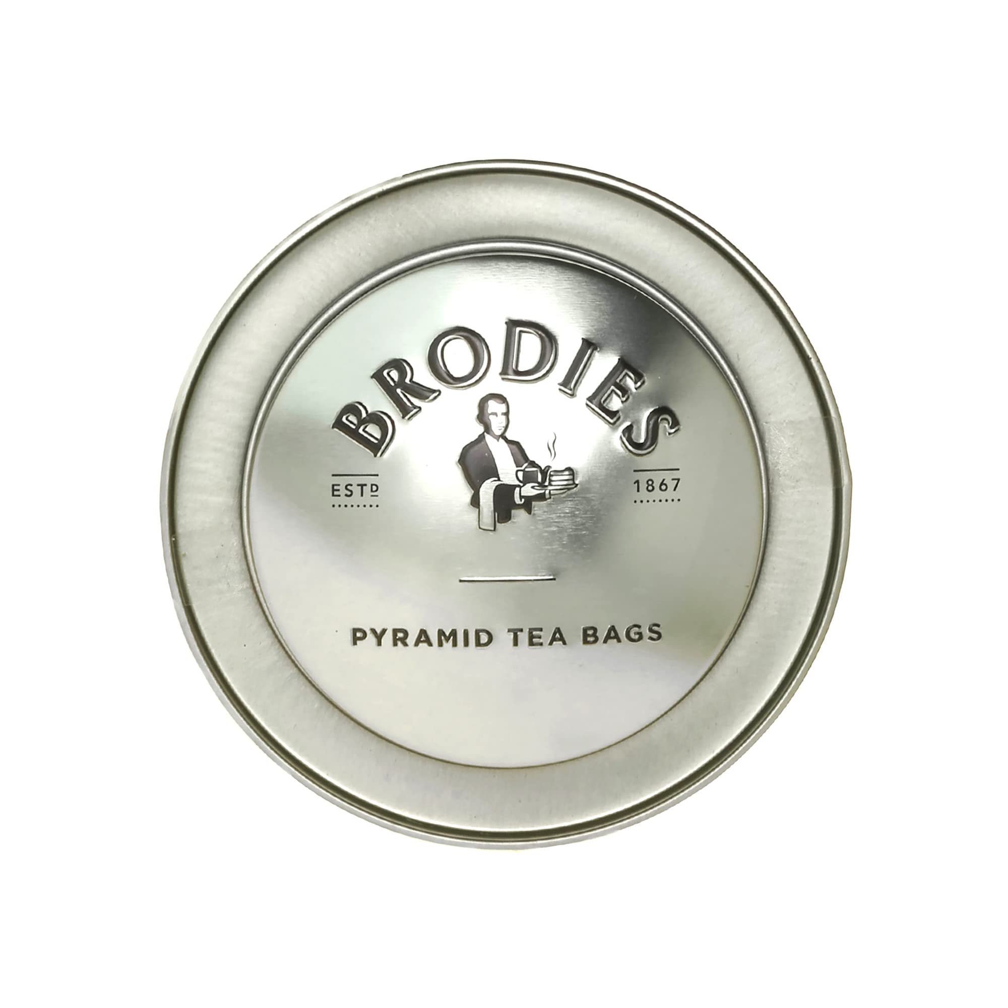 Brodies Scottish Breakfast Tea - 15 Pyramid Tea Bags in Reusable Silver Gift Tin