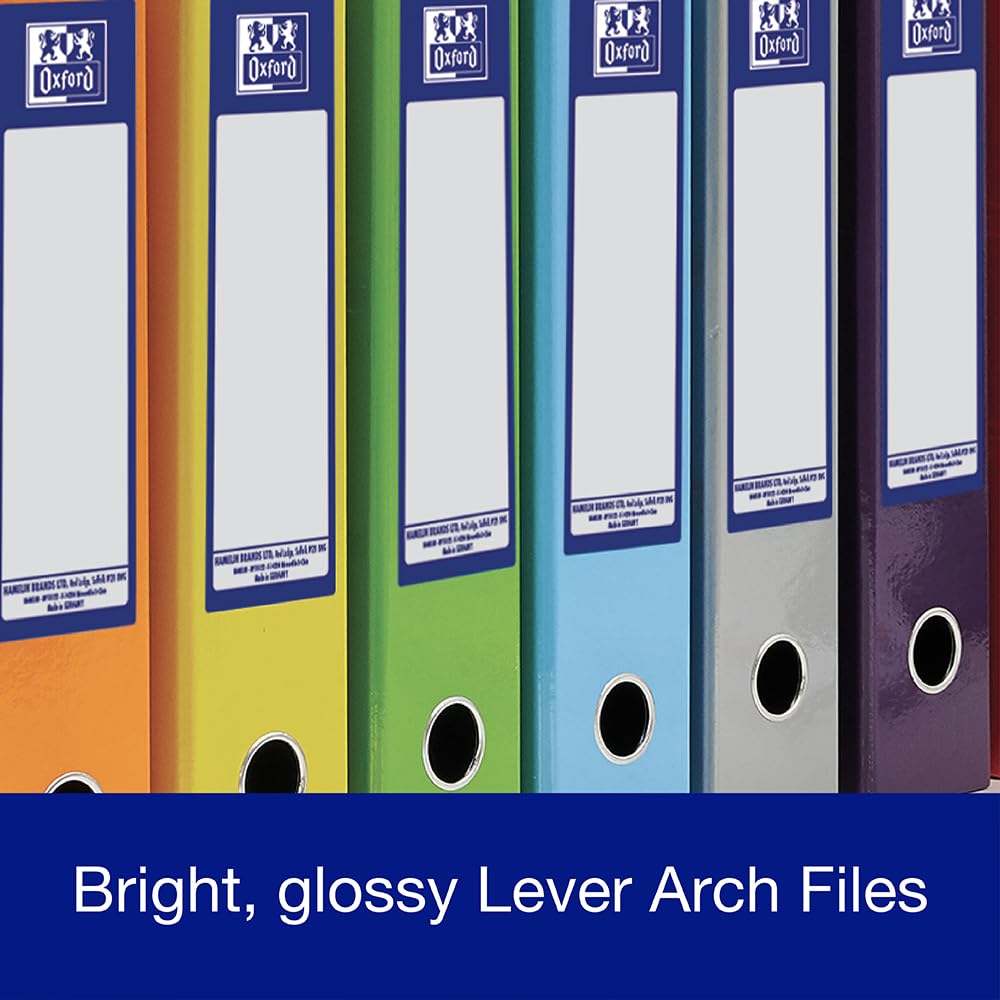 Oxford Premium A4 Lever Arch File, Bright Green Single Folder, Heavy Duty 8