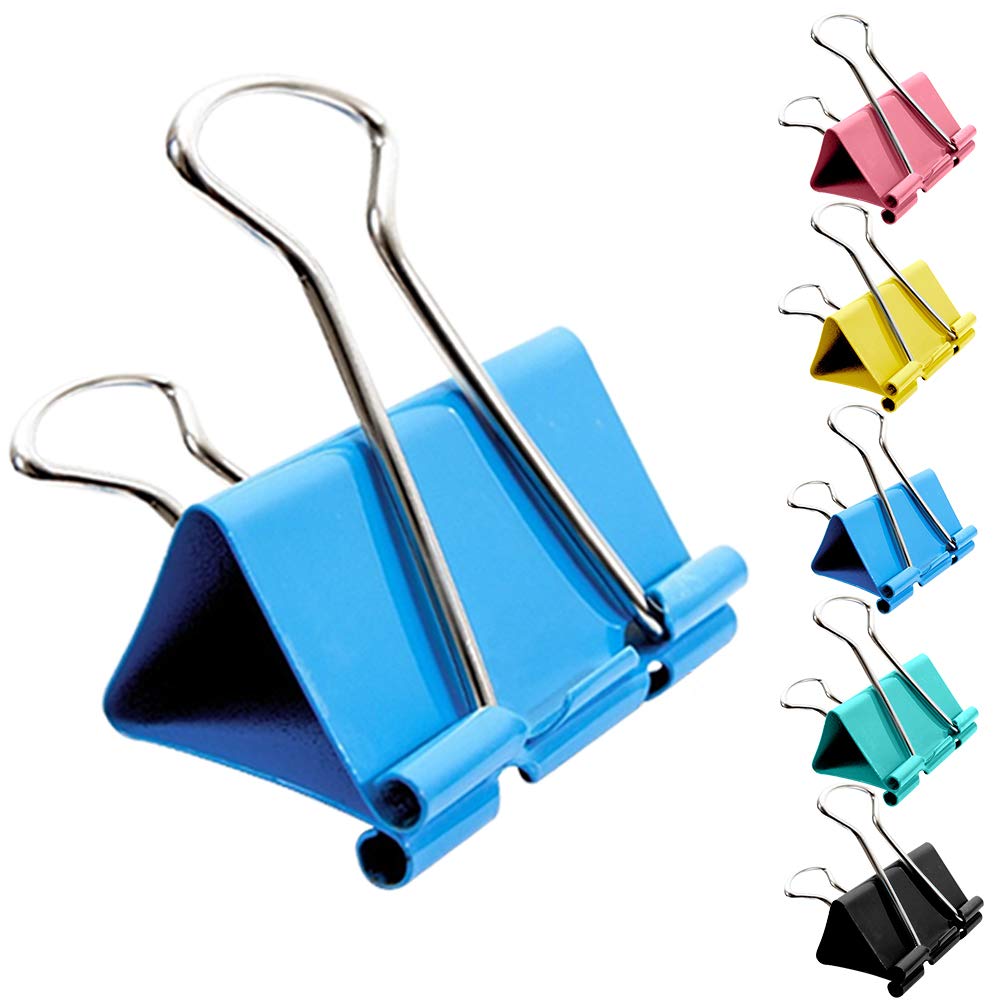 NORTHERN BROTHERS Large Metal Foldback Binder Clips - Assorted Colors, 41mm & 51mm Sizes, 30 Pack