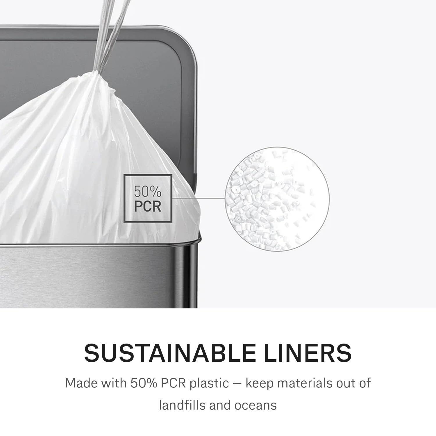 simplehuman Code G Custom Fit Bin Liners - 30L Capacity, White Plastic, Pack of 20 4