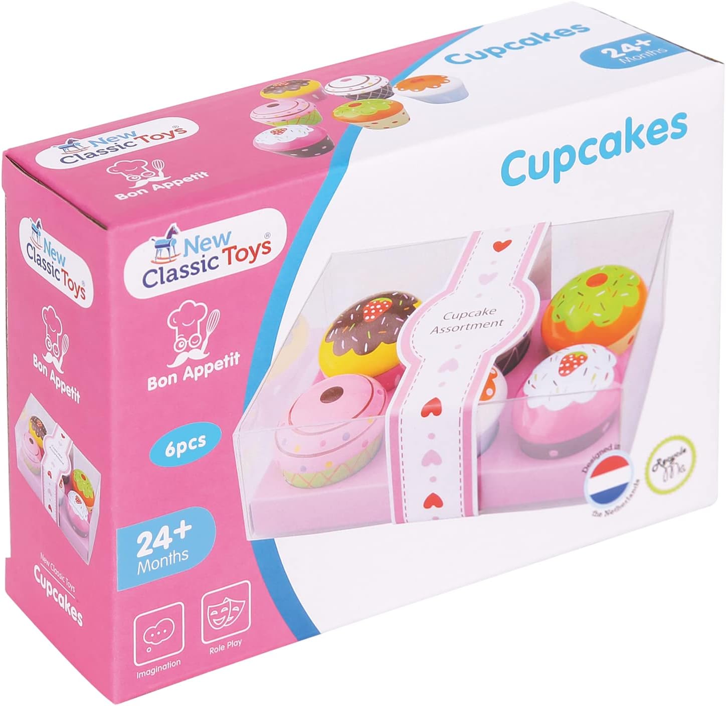 New Classic Toys Wooden Cupcake Assortment in Gift Box - 6 Pieces, Age 36m+ 3