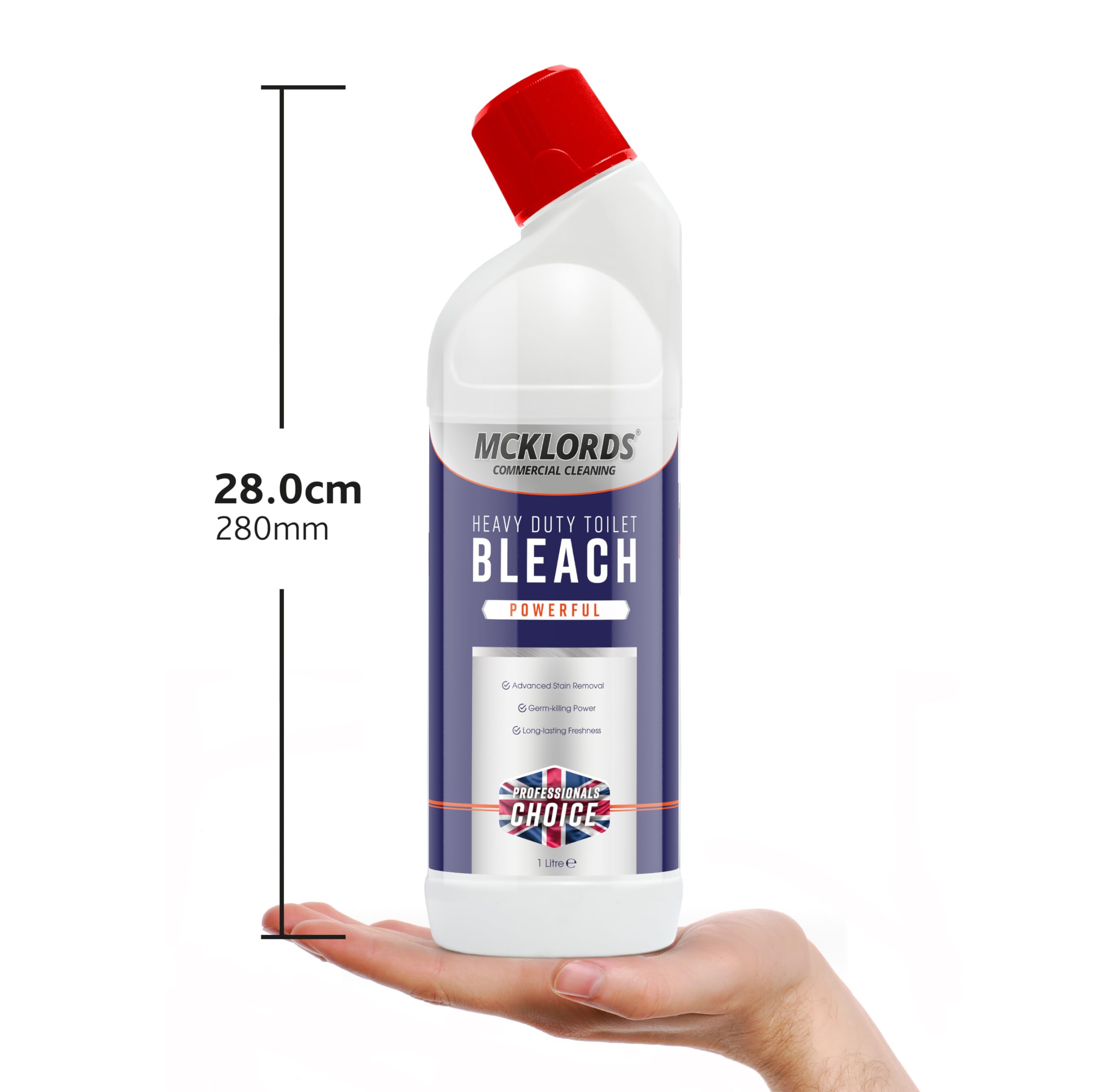 McKLords Commercial Toilet Bleach Cleaner - Extra Strong Thick Formula | 1 Litre | Kills Germs