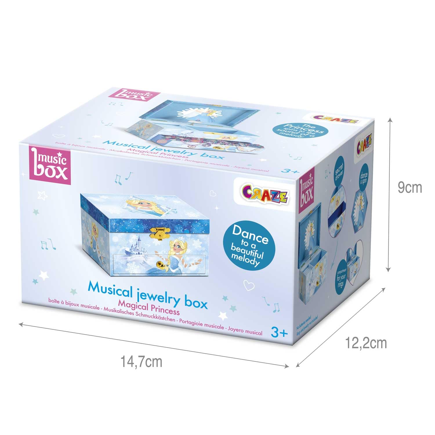 CRAZE Music Box Princess - Musical Jewellery Box with Spinning Ballerina, Mirror & Secret Drawer 13