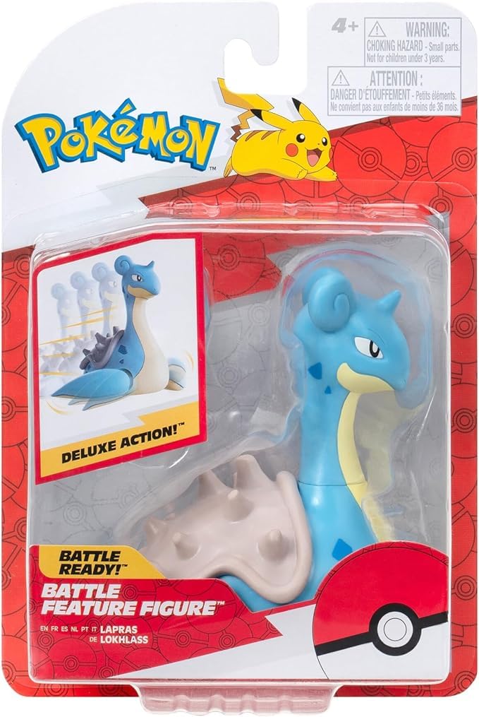 Pokémon Lapras Battle Feature Figure - 4.5-Inch Action Figure | Plastic | Unisex Children