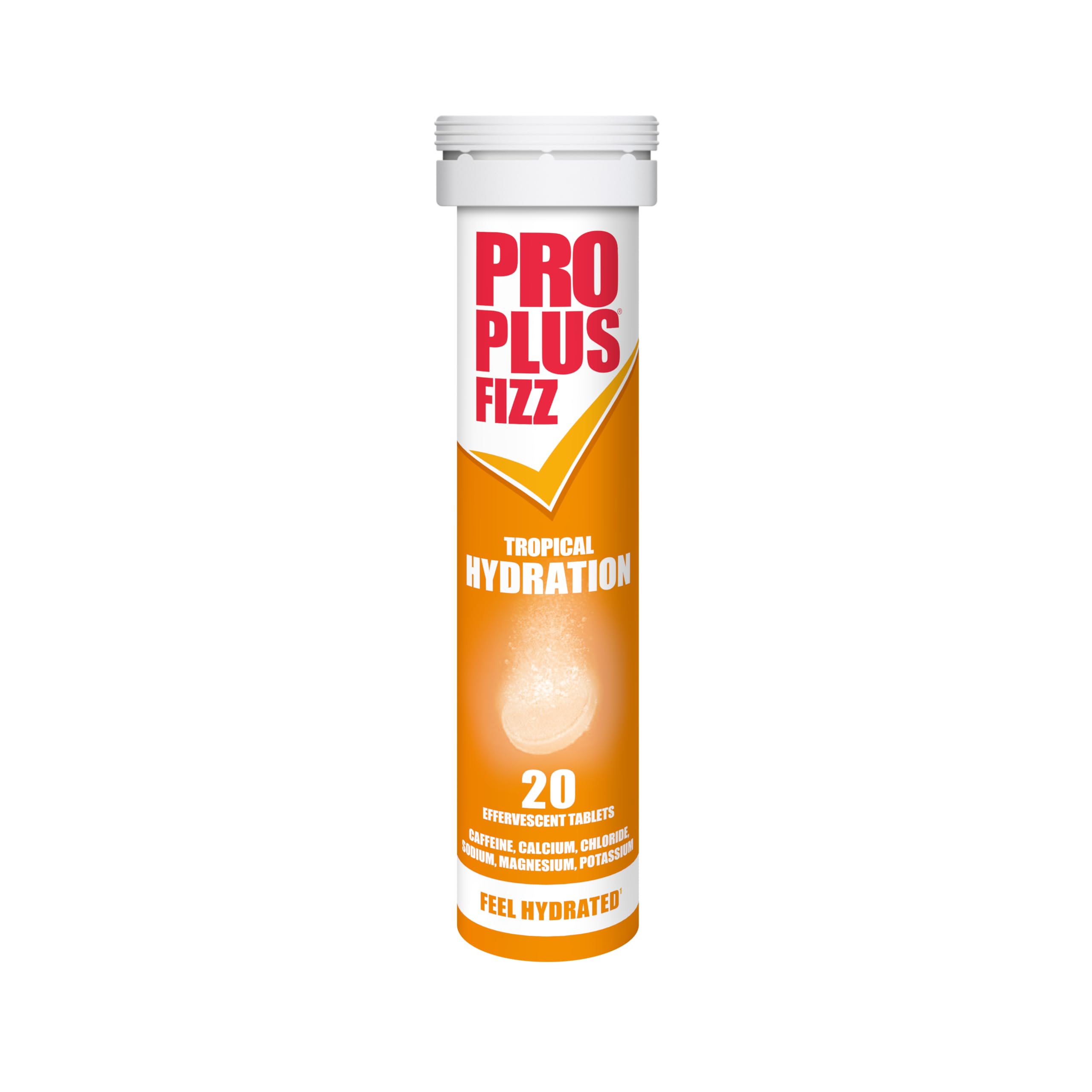 PRO PLUS Fizz Hydration - 20 Effervescent Electrolyte Tablets with Caffeine