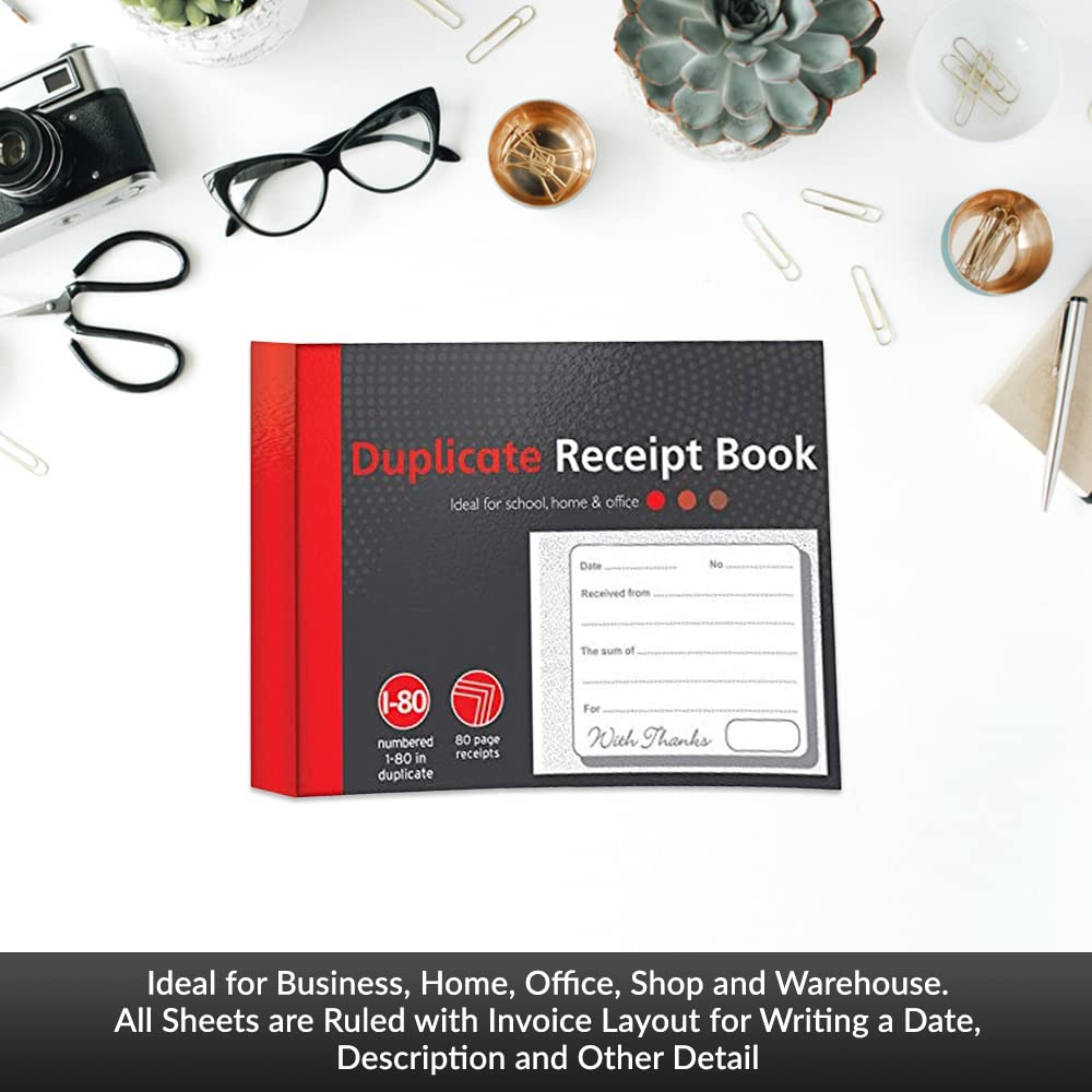 1ABOVE Duplicate Receipt Book - 3 Pack | Numbered 1-80 | Half Size (5"x4") 4