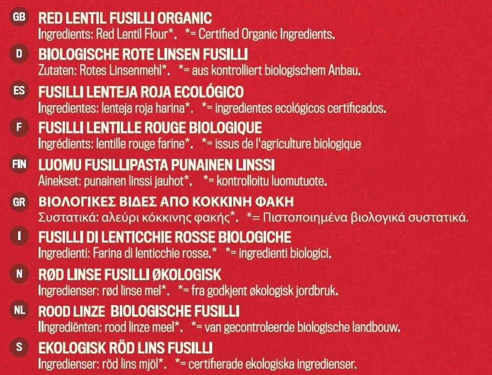 Profusion Organic Red Lentil Fusilli 250g 2