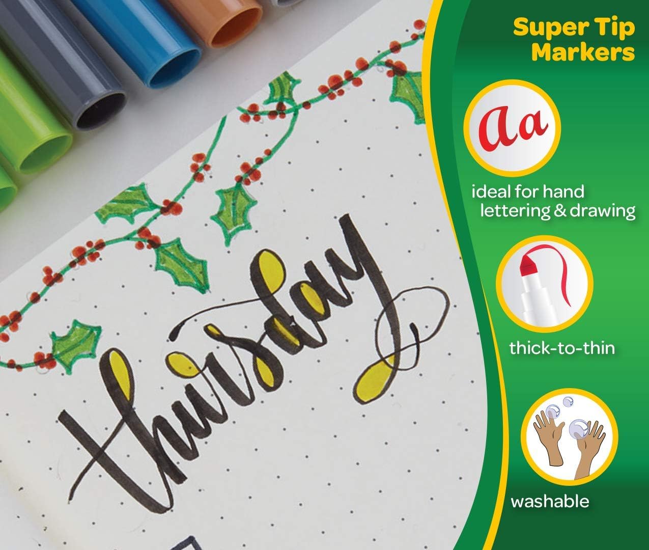 CRAYOLA SuperTips Washable Markers - Pack of 12, Wash-Off Ink for Kids 3+ 6